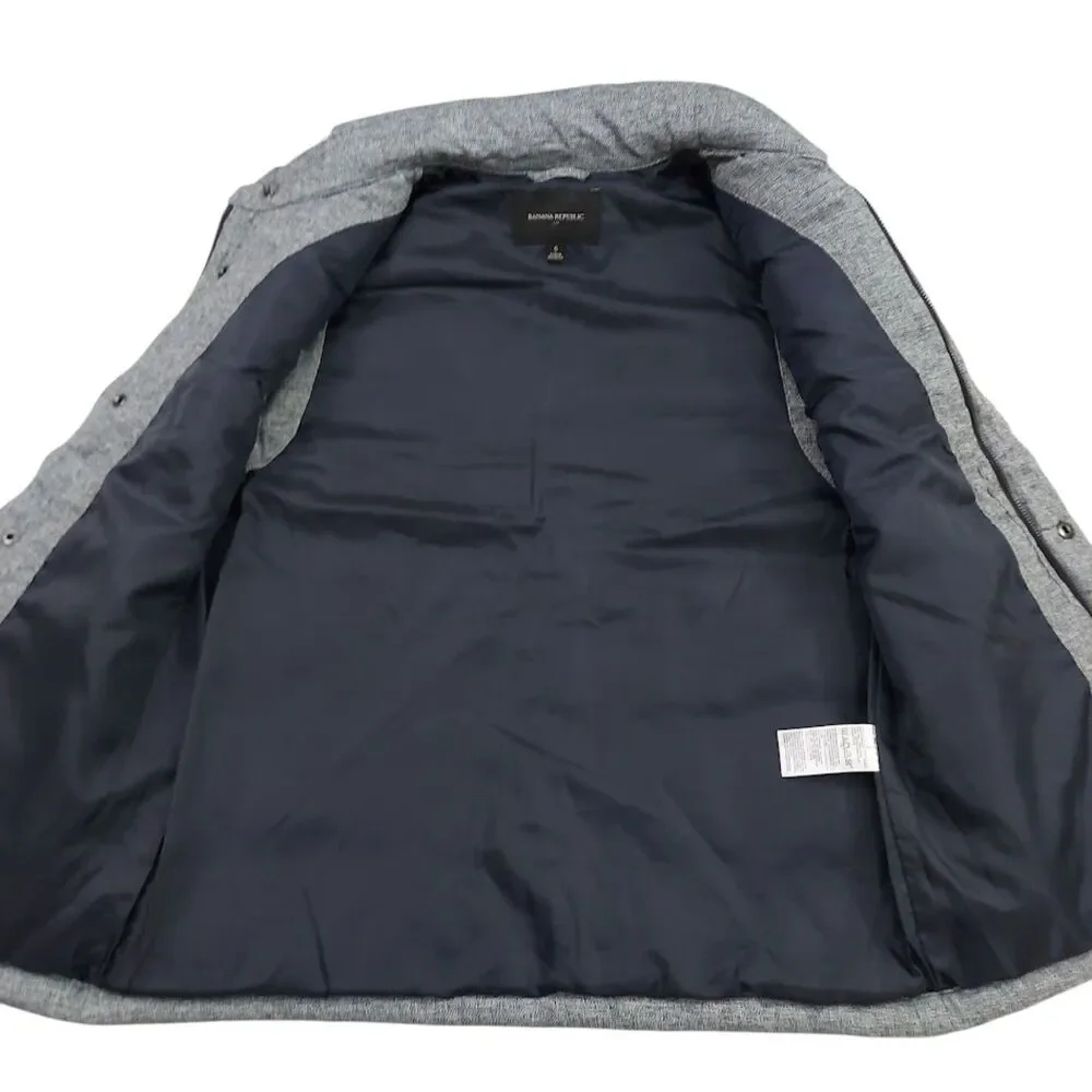 Banana Republic Mens Puffer Vest Small Gray Cotton Shell Snap Front Lightweight
